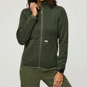 Heathered dark olive on shift sweater